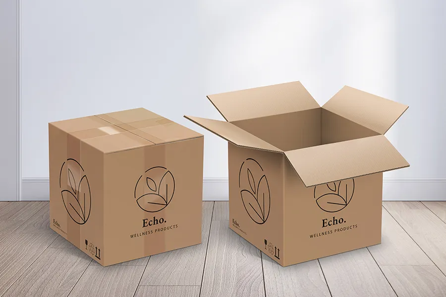 Kraft retail and e-commerce cartons, printed and glued flat for shipping