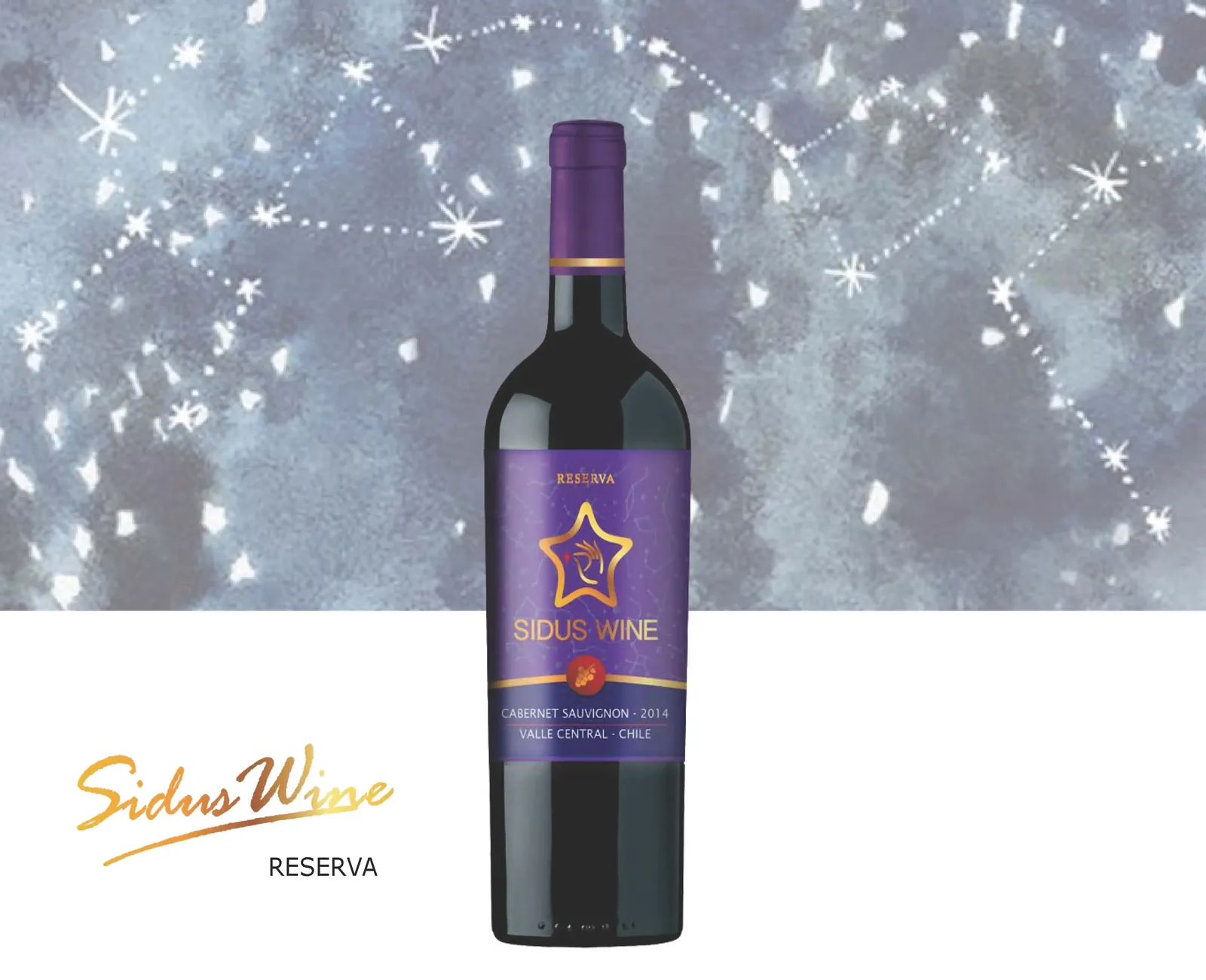 Wine bottle label with spot UV and hot foil stamping
